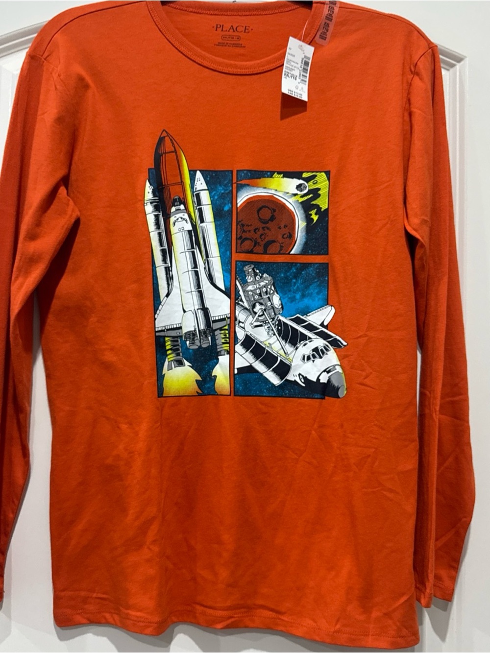 The Children's Place Orange Space Shuttle Graphic Long-Sleeve Tee XXL 16